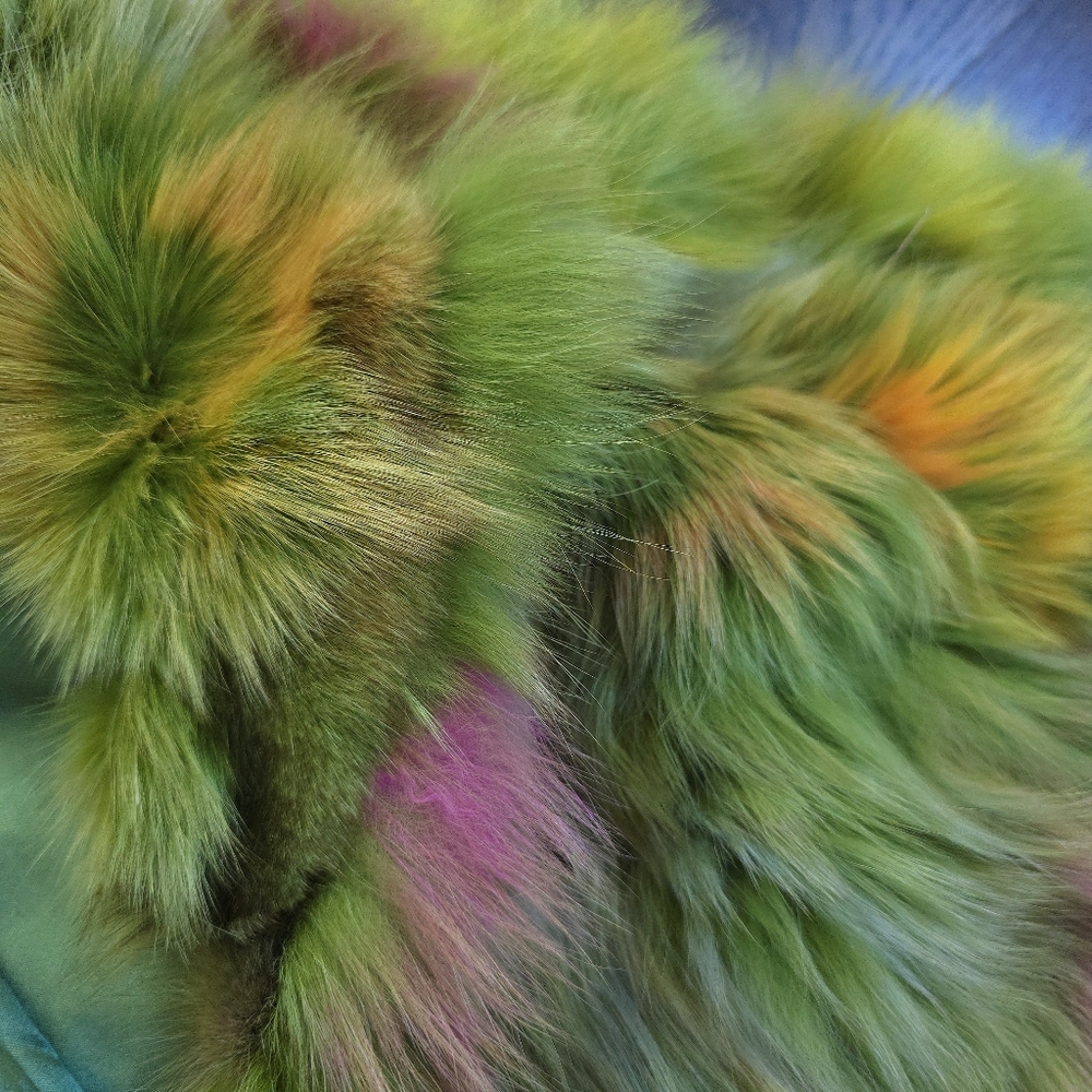 Vintage Y2K Rainbow Multicolored Ombre Fur Bow Crop Jacket - Picture 6 of 9